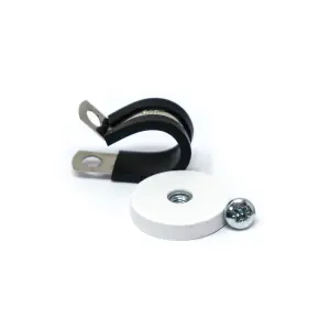 31mm dia x 6mm high Rubber Coated Cable Holding Magnet With 16mm Rubber Clamp (White) - 5.7kg Pull (Pack of 1)