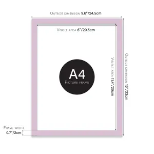 A4 Lilac Picture Frame Fits A4 (21 x 29.7cm - 8.3 x 11.7in) Poster, Photo, Artwork, or Print.