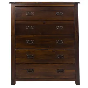 5 drawer chest, rich dark brown lacquer finish, Boston range