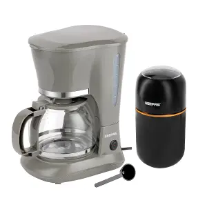 Geepas Coffee Machine & Coffee Grinder Combo Set Grey & Black