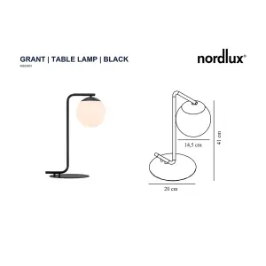 Nordlux Grant Indoor Living Dining Bedroom Glass Table Lamp in Black (Diam) 14.5cm