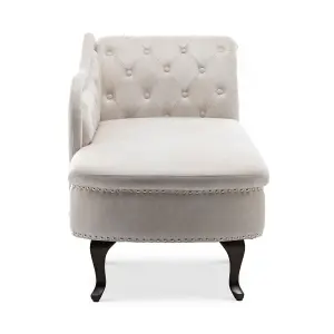 Left Hand Chaise Lounge in Faux Leather Suede Cream