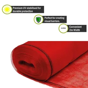 Pegdev - PDL - Red Windbreaker Shade Netting - Professional UV Stabilised Polyethylene Monofilament, Garden, Sports Fields (26m)