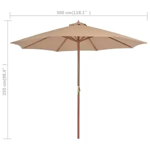 Berkfield Outdoor Parasol with Wooden Pole 300 cm Taupe