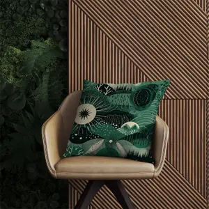 Abstract Green Moon Outdoor Cushion 45cm x 45cm