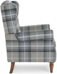 Dunelm Oswald Check Wingback Armchair, Country, Grey Oswald Wingback, Textured Weave Fabric