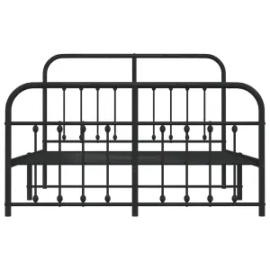 Berkfield Metal Bed Frame with Headboard and Footboard Black 135x190 cm