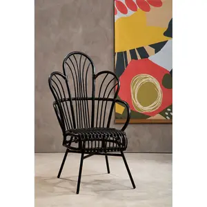 Interiors by Premier Java Black Rattan Scalloped Back Chair