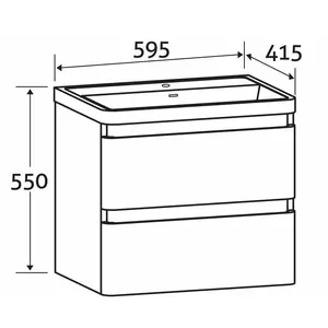 Bridge 595mm Single Bathroom Vanity with Integrated Resin Basin Grey / White