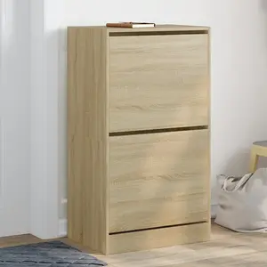 Shoe Cabinet with 2 Flip-Drawers Sonoma Oak 60x42x108 cm