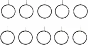 10 Pack Black Nickel Curtain Rings Metal 25mm to 36mm