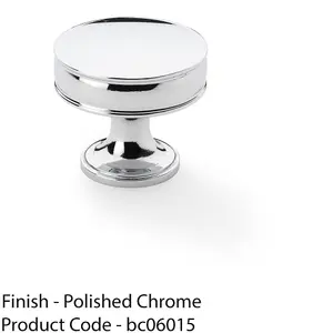 Round Fluted Door Knob 38mm Diameter Polished Chrome Retro Cupboard Pull Handle