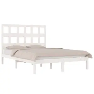 Berkfield Bed Frame White Solid Wood Pine 160x200 cm