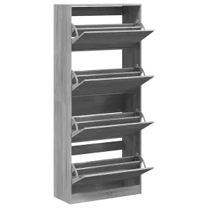 Berkfield Shoe Cabinet with 4 Flip-Drawers Grey Sonoma 80x34x187.5 cm