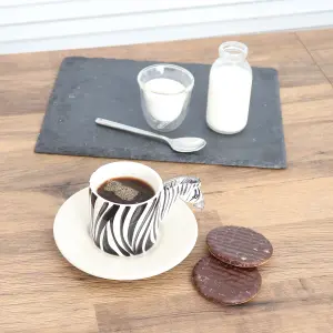 Coffee Tea Cups and Saucers Set of 4 Zebra Mug by Laeto House & Home - INCLUDING FREE DELIVERY