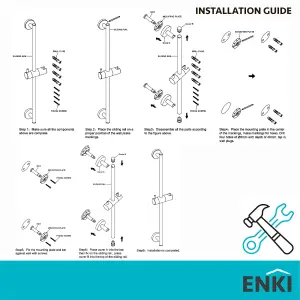 ENKI Chrome Modern Shower Slider Rail with Bracket S12