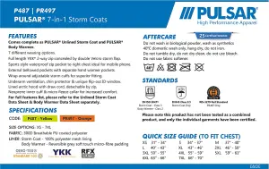 Pulsar P487 Hi-Vis Yellow Waterproof 7-in-1 Storm Coat - Medium