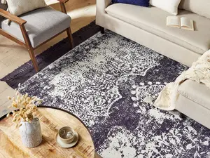 Viscose Area Rug 140 x 200 cm Violet and White AKARSU