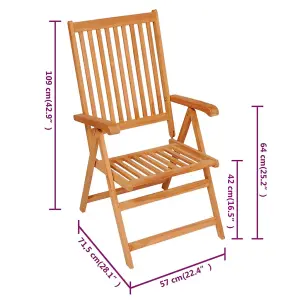 Berkfield Reclining Garden Chairs 8 pcs Solid Teak Wood