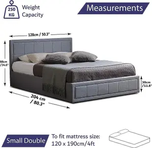 Small Double Ottoman Storage Bed Frame Gas Lifting