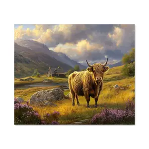 Springtime Highland Cow Kitchen Splashback