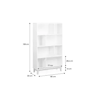 sweeek. 4-shelf scandi-style bookcase Floki White 80x30x138 cm