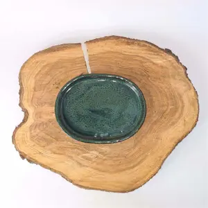 26cm Glazed Drip Tray - Oval - Dark Green