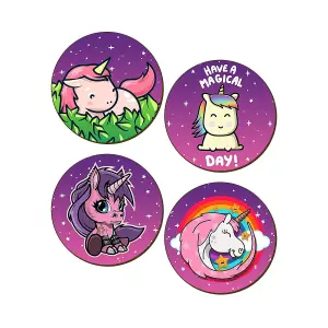 Grindstore Magical Unicorns 4 Piece Coaster Set Purple (One Size)