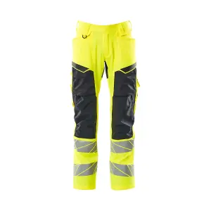 Mascot Accelerate Safe Trousers with Kneepad Pockets - Hi-Vis Yellow/Dark Navy   (42.5) (Leg Length - Long)