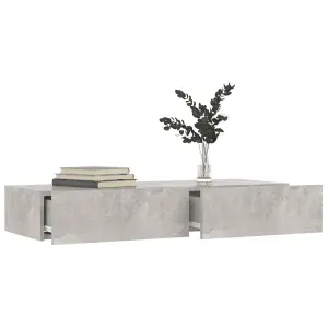 Berkfield TV Cabinet with LED Lights Concrete Grey 90x35x15.5 cm