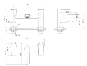 VURTU Amwell Bath Filler, 1/4 Turn, Dual Lever Ceramic Disc, High/ Low Water Pressure, 340(H) x 220(W), Chrome, 628507