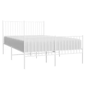 Berkfield Metal Bed Frame with Headboard and Footboard White 135x190 cm