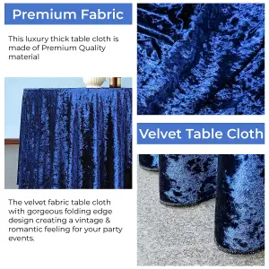 Diamond Velvet Round Tablecloth, Navy Blue , 70 Inch