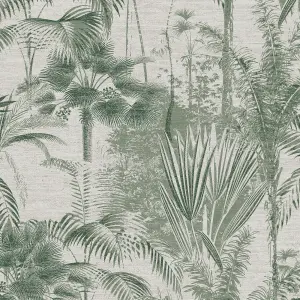 Sublime Patterned Green Jungle Embossed Wallpaper