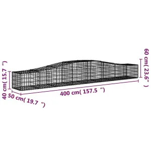 Berkfield Arched Gabion Baskets 7 pcs 400x50x40/60 cm Galvanised Iron