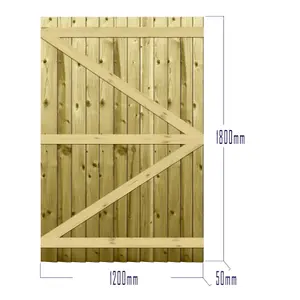 Premier Garden Supplies Pedestrian Gate 180cm (6ft) High x 120cm Wide Feather Edge Flat Top Semi-Braced Single Swing Gate