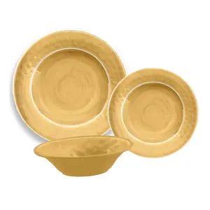 Purely Home Crackle Gold Melamine 18 Piece Outdoor Dinnerware Set for 6