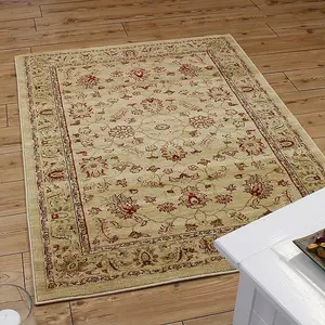 Traditional Floral Graphics Cotton Backing Easy to Clean Rug for Living Room Bedroom and Dining Room-80cm X 150cm