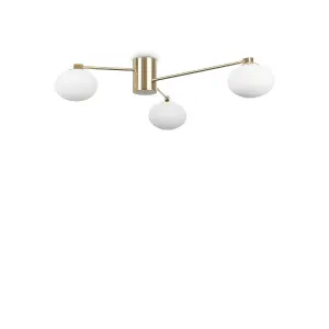 Luminosa HERMES 3 Light Globe Multi Arm Semi Flush Ceiling Lamp Brass