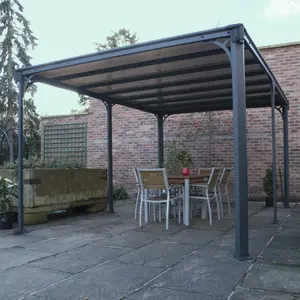 Palram - Canopia Milano Grey Rectangular Gazebo, (W)4.26m (D)3.09m - Assembly required