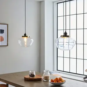 Luminosa Finale Pendant Ceiling Light Antique Brass Plate & Clear Glass