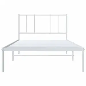 Berkfield Metal Bed Frame with Headboard White 75x190 cm 2FT6 Small Single