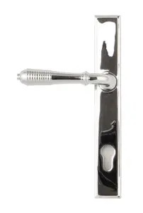 From The Anvil Polished Chrome Reeded Slimline Lever Espag. Lock Set