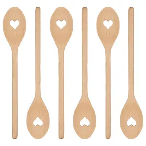 Argon Tableware Wooden Heart Cooking Spoons - 30cm - Pack of 6