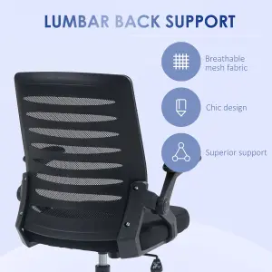 Vinsetto Mesh Office Chair Home Swivel Task Chair w/ Lumbar Support, Arm, Black