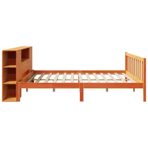 Berkfield Bookcase Bed without Mattress Wax Brown 200x200 cm Solid Wood Pine