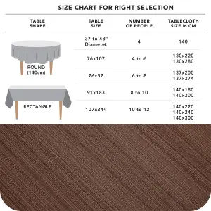 Deconovo Wipe Clean Faux Linen Water Resistant Round Table Cloth With Tassel Table Cover for Dining 140cm (55in) Brown