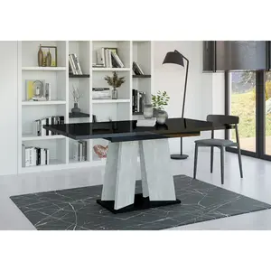 Extendable Dining Table Alekzander Black/Light Grey