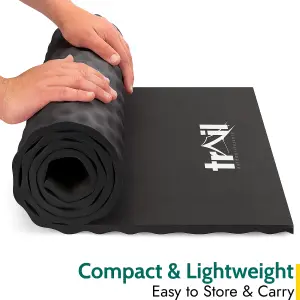 Contour Camping Mat 15mm Thick Sleeping Roll Pad Waterproof Lightweight Black Trail