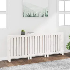 Radiator Cover White 210x21x85 cm Solid Wood Pine